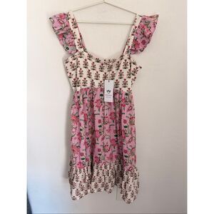 Talisman the Label Zoe Ruffle Hem Bohemian Coquette Floral Print Dress Sz XL NWT